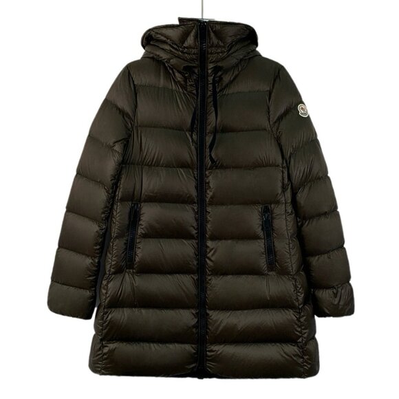 IW0177 cover-up Moncler Suyen series dark green logo patch hooded zipper down ja - Picture 1 of 9